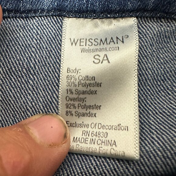 Weissman Women's Denim Vest With Sequin Shoulders & Frayed Hem Size S - Picture 2 of 5